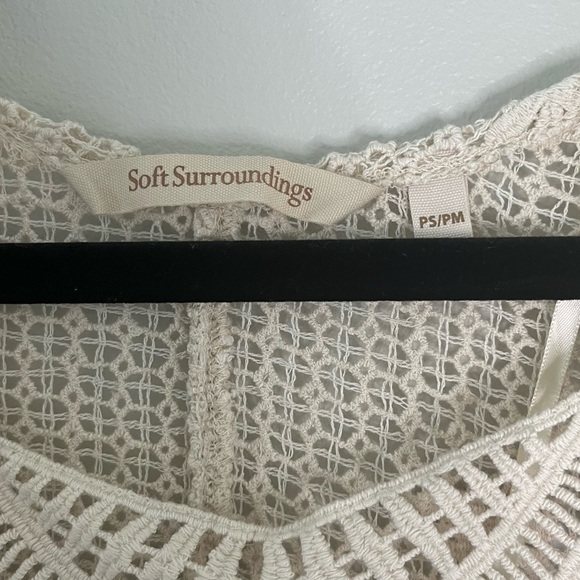 Soft Surroundings Crochet Martinique Breeze Caftan Dress Cream Ivory Sz S/M - Picture 8 of 10